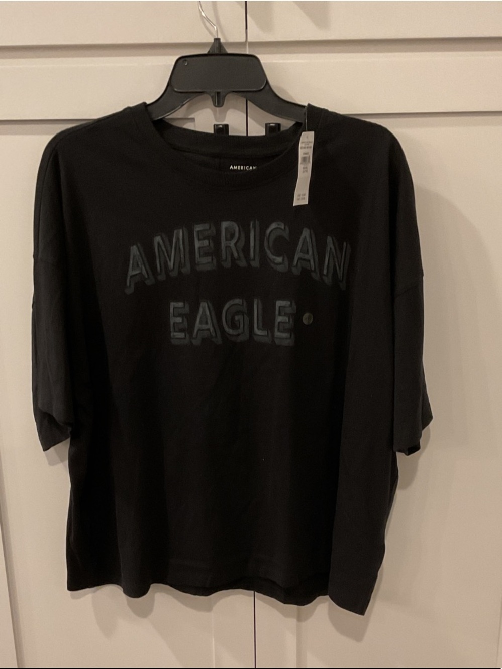 American Eagle Outfitters Black Graphic Tee with Subtle Logo